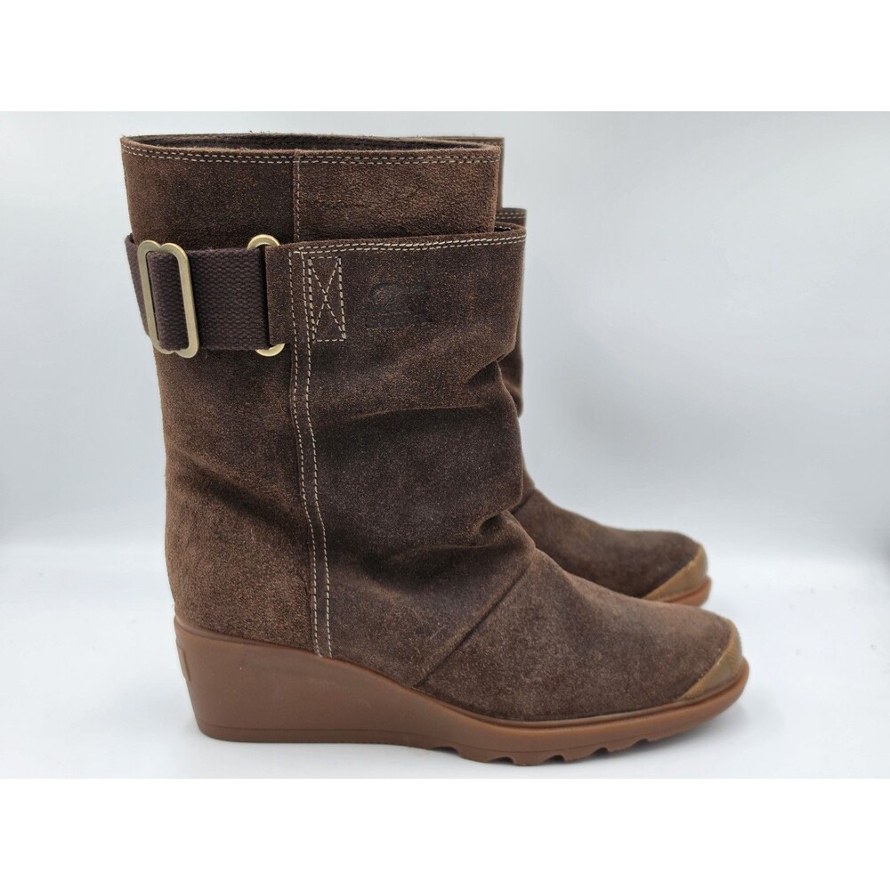 SOREL Womens Toronto Waterproof Wedge Mid Boot US 7 EU 38 Brown Burnished Suede